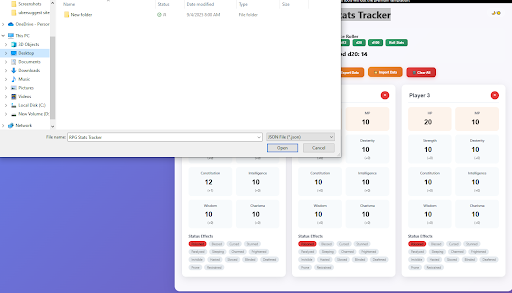 RPG Stats Tracker